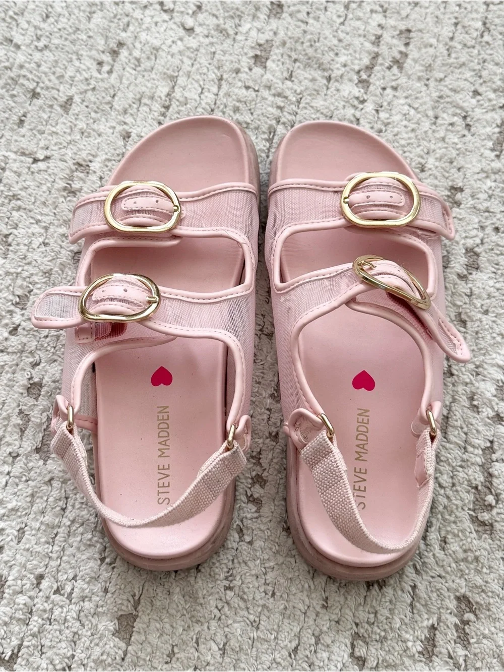 Steve Madden Light Pink Buckle Strap Sandals for Kids
